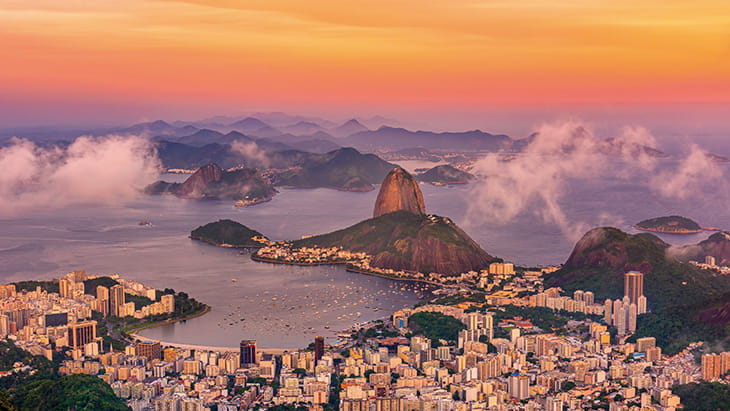 Sugarloaf Mountain at dusk in Rio de Janeiro, Brazil